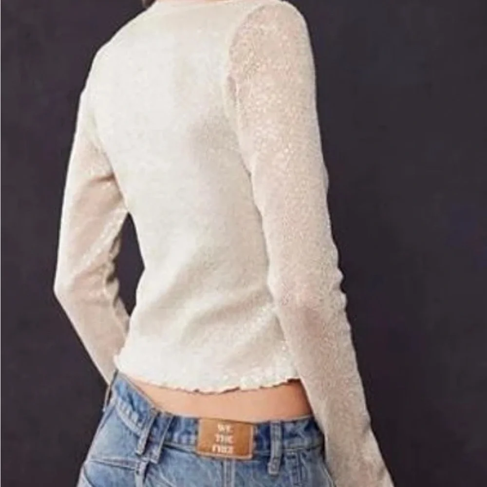NWOT Free People, Late Night Disco Layering Top, Small in White